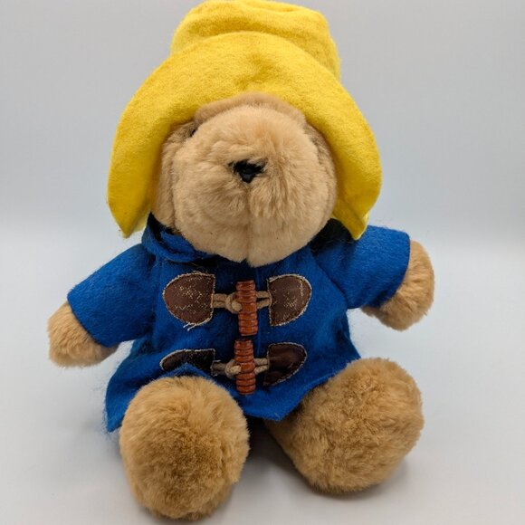 Paddington Bear 10" Plush Vintage 1980s Sears, Yellow Hat Blue Coat, Tag on Back - Picture 1 of 11